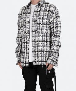 Mnml Raw Edge Flannel - Grey/White 10 Mnml Raw Edge Flannel - Grey/White