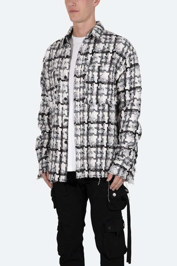 Mnml Raw Edge Flannel - Grey/White 3 Mnml Raw Edge Flannel - Grey/White