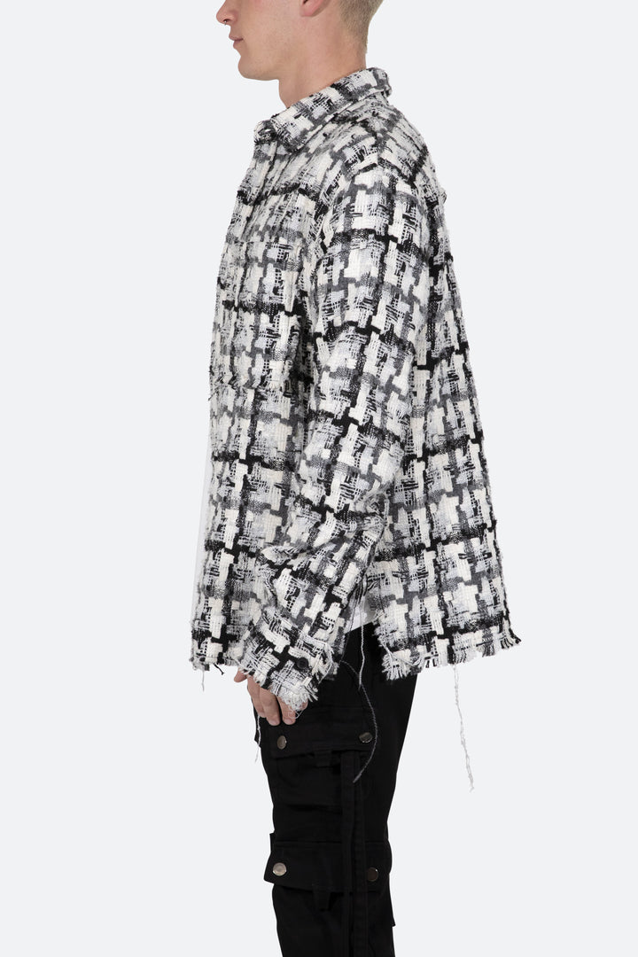 Mnml Raw Edge Flannel - Grey/White 4 Mnml Raw Edge Flannel - Grey/White