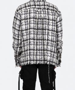 Mnml Raw Edge Flannel - Grey/White 12 Mnml Raw Edge Flannel - Grey/White