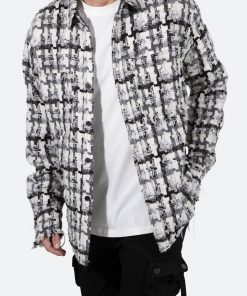 Mnml Raw Edge Flannel - Grey/White 14 Mnml Raw Edge Flannel - Grey/White