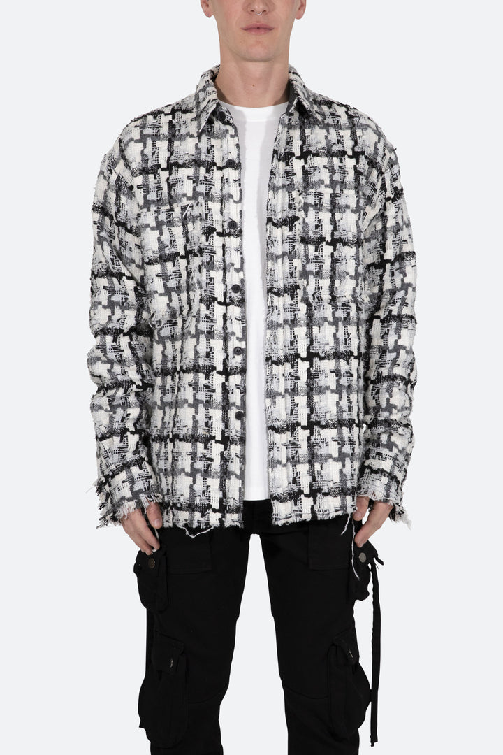 Mnml Raw Edge Flannel - Grey/White 1 Mnml Raw Edge Flannel - Grey/White