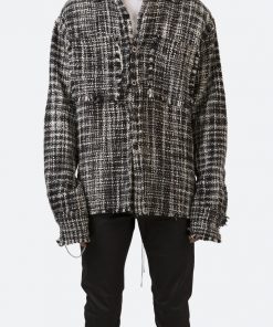 Mnml Raw Edge Flannel Shirt - Black/White Tops