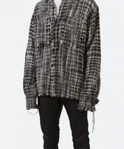 Mnml Raw Edge Flannel Shirt - Black/White Tops 11 Mnml Raw Edge Flannel Shirt - Black/White Tops