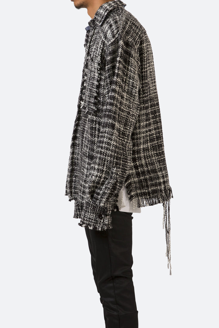 Mnml Raw Edge Flannel Shirt - Black/White Tops 4 Mnml Raw Edge Flannel Shirt - Black/White Tops