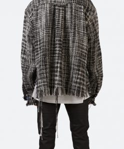 Mnml Raw Edge Flannel Shirt - Black/White Tops 13 Mnml Raw Edge Flannel Shirt - Black/White Tops