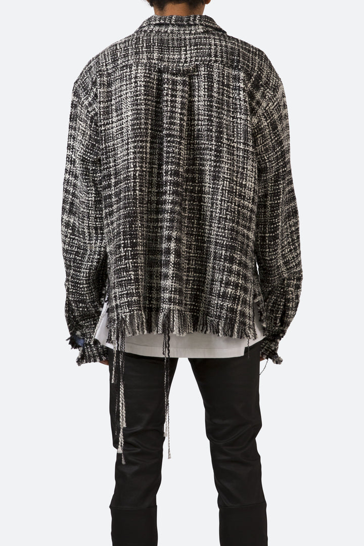 Mnml Raw Edge Flannel Shirt - Black/White Tops 5 Mnml Raw Edge Flannel Shirt - Black/White Tops