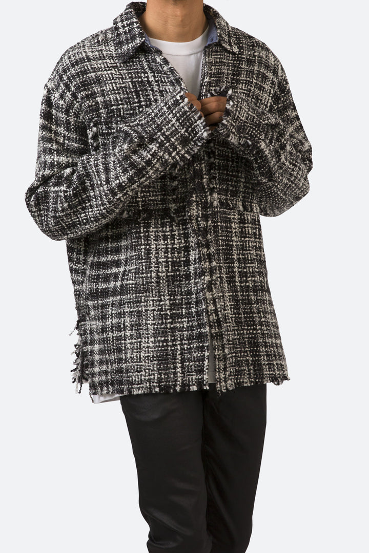 Mnml Raw Edge Flannel Shirt - Black/White Tops 6 Mnml Raw Edge Flannel Shirt - Black/White Tops
