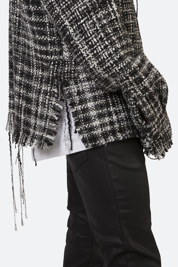 Mnml Raw Edge Flannel Shirt - Black/White Tops 8 Mnml Raw Edge Flannel Shirt - Black/White Tops