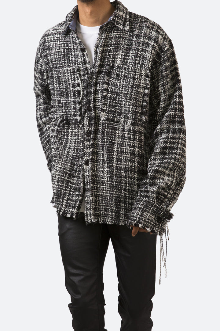 Mnml Raw Edge Flannel Shirt - Black/White Tops 9 Mnml Raw Edge Flannel Shirt - Black/White Tops