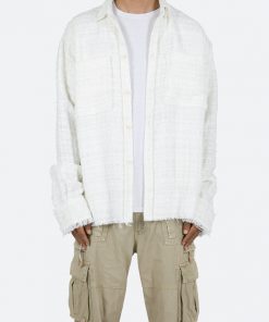 Mnml Raw Edge Flannel - White