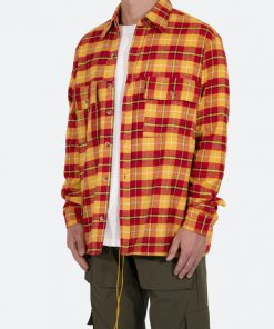 Mnml Tops Relaxed Cargo Flannel Shirt - Yellow/Red 12 Mnml Tops Relaxed Cargo Flannel Shirt - Yellow/Red