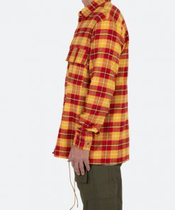 Mnml Tops Relaxed Cargo Flannel Shirt - Yellow/Red 13 Mnml Tops Relaxed Cargo Flannel Shirt - Yellow/Red