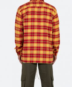 Mnml Tops Relaxed Cargo Flannel Shirt - Yellow/Red 14 Mnml Tops Relaxed Cargo Flannel Shirt - Yellow/Red