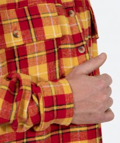 Mnml Tops Relaxed Cargo Flannel Shirt - Yellow/Red 17 Mnml Tops Relaxed Cargo Flannel Shirt - Yellow/Red