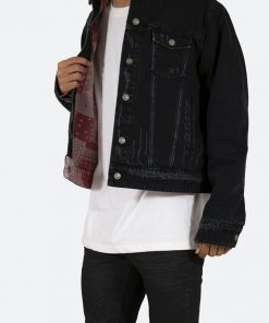 Mnml Outerwear Reversible Paisley Trucker Jacket - Black/Red