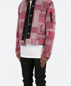 Mnml Outerwear Reversible Paisley Trucker Jacket - Black/Red
