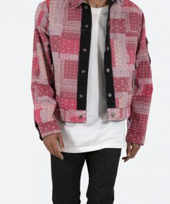 Mnml Outerwear Reversible Paisley Trucker Jacket - Black/Red