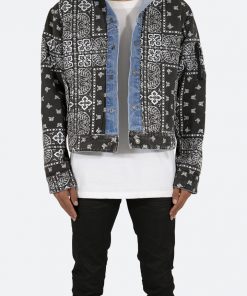 Mnml Reversible Paisley Trucker Jacket - Blue/Black