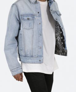 Mnml Reversible Paisley Trucker Jacket - Blue/Black