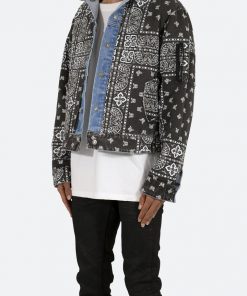 Mnml Reversible Paisley Trucker Jacket - Blue/Black