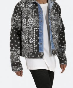Mnml Reversible Paisley Trucker Jacket - Blue/Black
