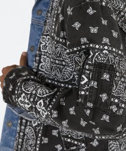 Mnml Reversible Paisley Trucker Jacket - Blue/Black