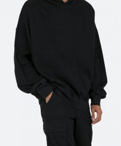 Mnml Rhinestone Hoodie - Black Outerwear