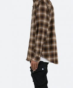 Mnml Rhinestone Skeleton Flannel Shirt - Brown