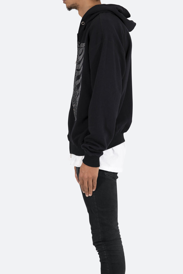 Mnml Rhinestone Skeleton Zip Up Hoodie - Black Outerwear 5 Mnml Rhinestone Skeleton Zip Up Hoodie - Black Outerwear