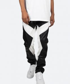 Mnml S192 Leather Pants - Black/White Denim