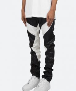 Mnml S192 Leather Pants - Black/White Denim
