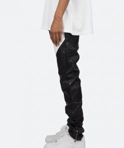 Mnml S192 Leather Pants - Black/White Denim
