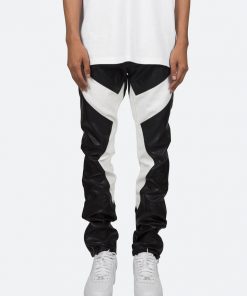 Mnml S192 Leather Pants - Black/White Denim