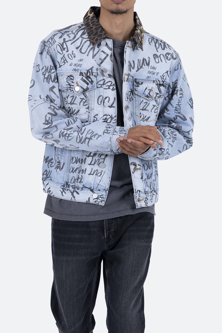 Mnml Outerwear Scribble Trucker Jacket - Blue 2 Mnml Outerwear Scribble Trucker Jacket - Blue