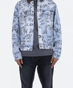 Mnml Outerwear Scribble Trucker Jacket - Blue 12 Mnml Outerwear Scribble Trucker Jacket - Blue