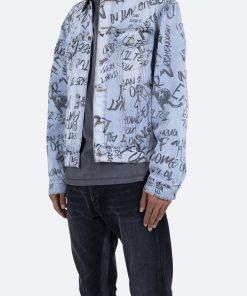 Mnml Outerwear Scribble Trucker Jacket - Blue 13 Mnml Outerwear Scribble Trucker Jacket - Blue