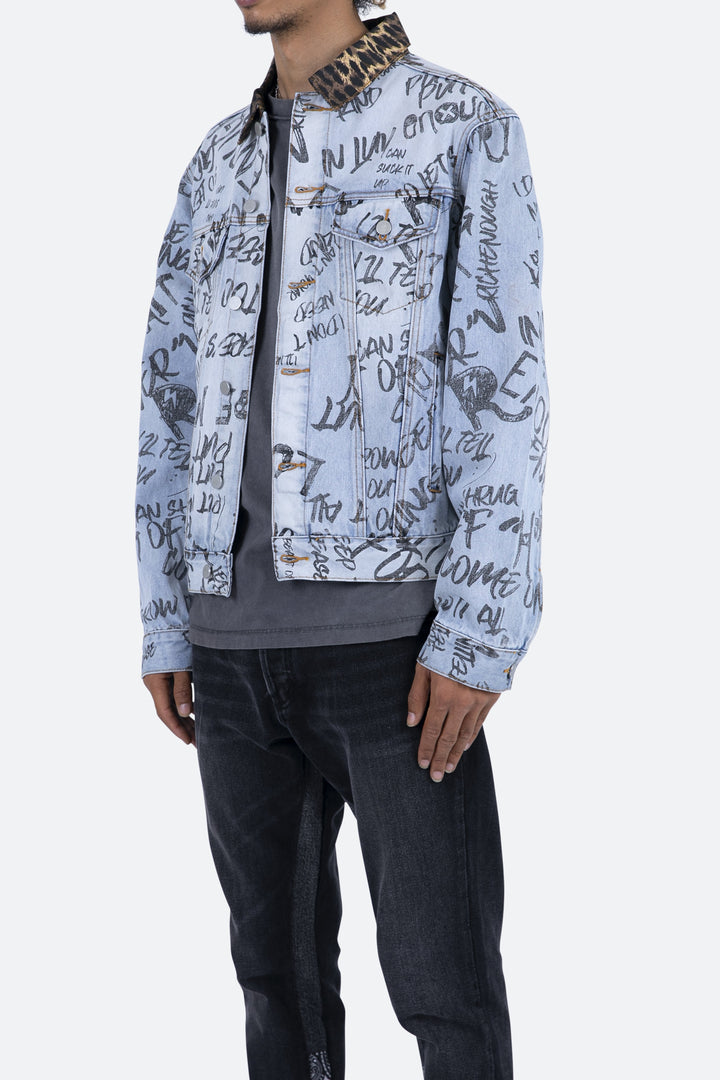 Mnml Outerwear Scribble Trucker Jacket - Blue 5 Mnml Outerwear Scribble Trucker Jacket - Blue