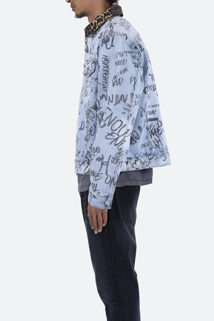 Mnml Outerwear Scribble Trucker Jacket - Blue 6 Mnml Outerwear Scribble Trucker Jacket - Blue