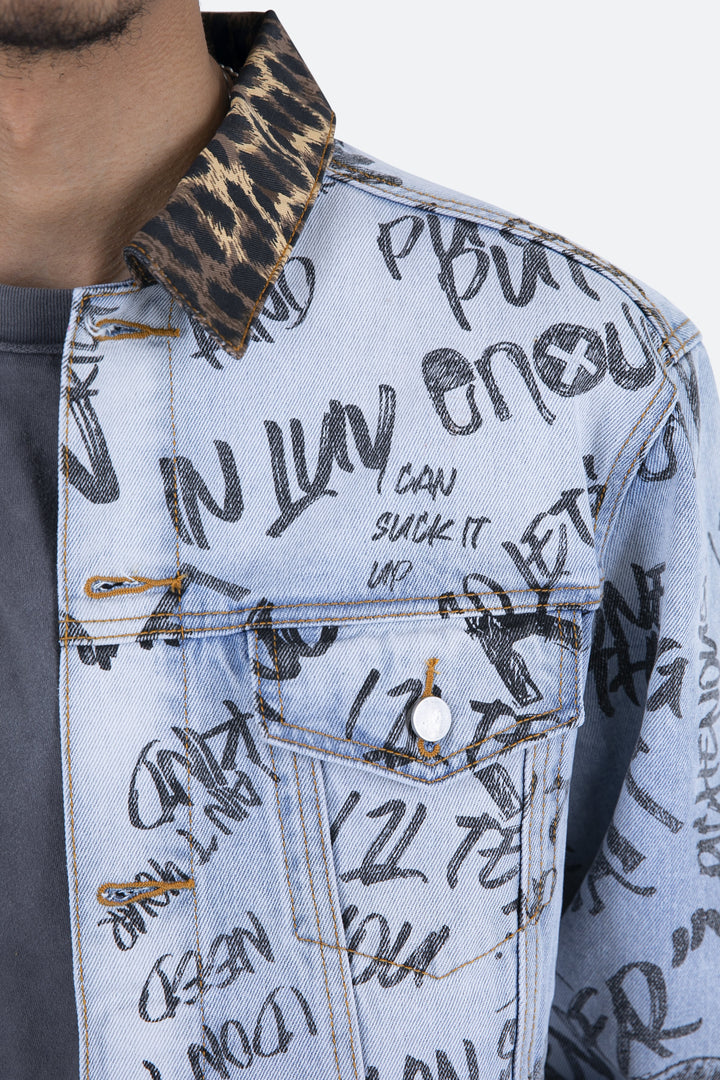 Mnml Outerwear Scribble Trucker Jacket - Blue 8 Mnml Outerwear Scribble Trucker Jacket - Blue