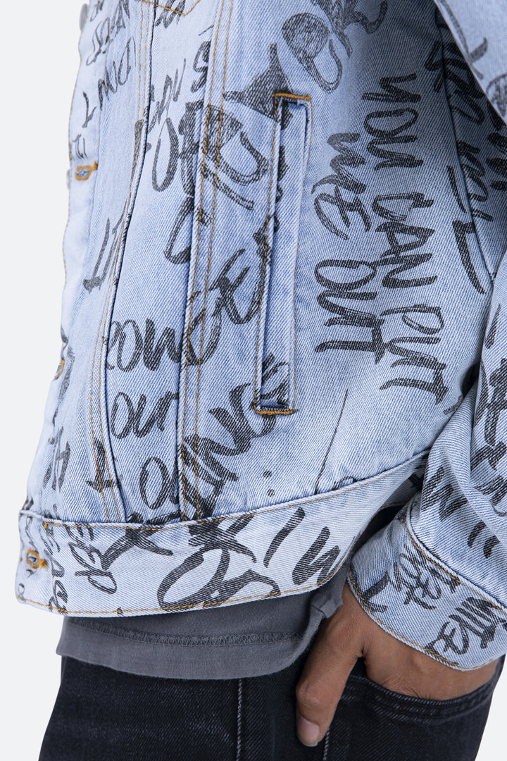 Mnml Outerwear Scribble Trucker Jacket - Blue 9 Mnml Outerwear Scribble Trucker Jacket - Blue