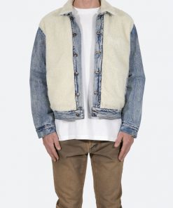 Mnml Sherpa Body Trucker Jacket - Blue/White Outerwear