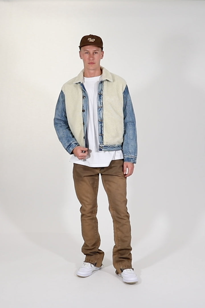 Mnml Sherpa Body Trucker Jacket - Blue/White Outerwear 3 Mnml Sherpa Body Trucker Jacket - Blue/White Outerwear