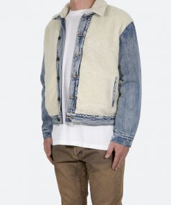 Mnml Sherpa Body Trucker Jacket - Blue/White Outerwear 14 Mnml Sherpa Body Trucker Jacket - Blue/White Outerwear