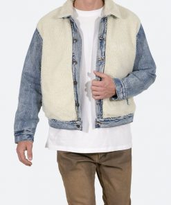 Mnml Sherpa Body Trucker Jacket - Blue/White Outerwear 17 Mnml Sherpa Body Trucker Jacket - Blue/White Outerwear