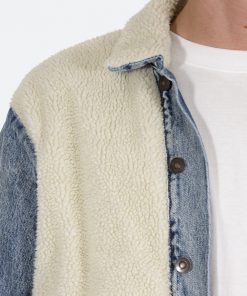 Mnml Sherpa Body Trucker Jacket - Blue/White Outerwear 19 Mnml Sherpa Body Trucker Jacket - Blue/White Outerwear