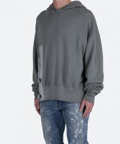 Mnml Single Zip Patched Hoodie - Grey Outerwear