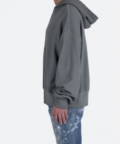 Mnml Single Zip Patched Hoodie - Grey Outerwear