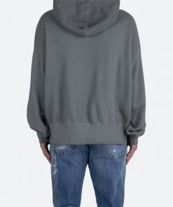 Mnml Single Zip Patched Hoodie - Grey Outerwear