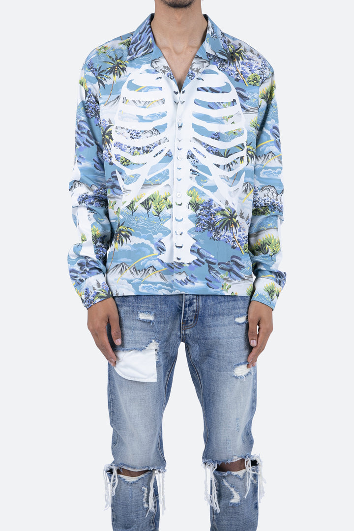 Mnml Tops Skeleton Tropical Shirt - Blue 3 Mnml Tops Skeleton Tropical Shirt - Blue